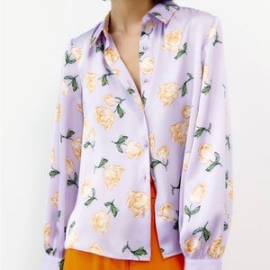 Zara Flower Satin Shirt
